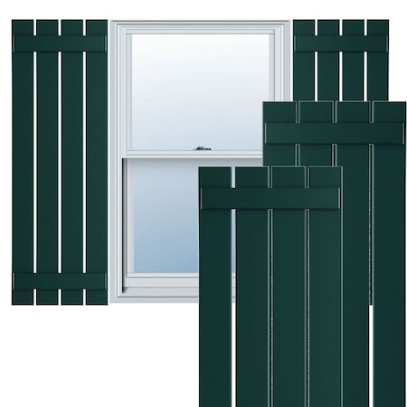 True Fit PVC Four Board Spaced Board-n-Batten Shutters, Thermal Green , 23W X 64H